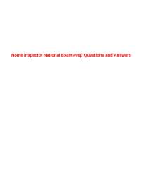 Home Inspector National Exam Prep Questions and Answers