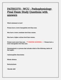 Pathophysiology Final Exam Study Questions with Answers