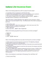Indiana Life Insurance Exam: Multiple Choice Questions and Answers
