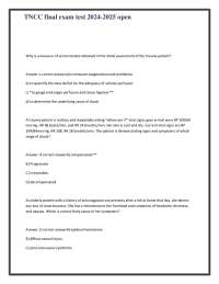 TNCC Final Exam Test 2024-2025: Trauma Nursing Core Curriculum