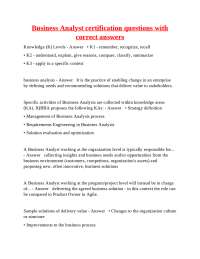 Business Analyst Certification Questions and Answers
