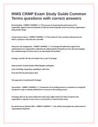 RIMS CRMP Exam Study Guide Common Terms questions with correct answers.