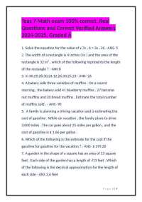 Teas 7 Math exam 100% correct. Real Questions & Correct Verified Answers 2024-2025.