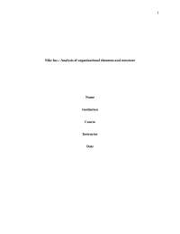Nike Inc.: Analysis of Organizational Elements and Structure - A Case Study