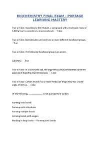 BIOCHEMISTRY FINAL EXAM - PORTAGE LEARNING MASTERY