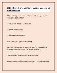 Risk Management Review Questions and Answers for Fraternities