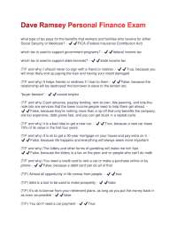 Dave Ramsey Personal Finance Exam: Questions and Answers