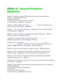 OSHA 10 - Personal Protective Equipment: Quiz and Answers