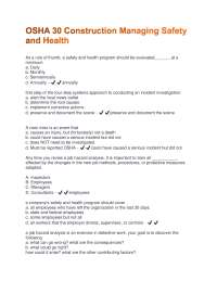 OSHA 30 Construction Managing Safety and Health: Multiple Choice Questions and Answers