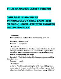 NURS-6521N Advanced Pharmacology Final Exam (2025 Version) - Complete Answers