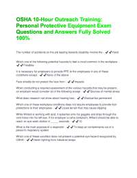 OSHA 10-Hour Outreach Training: Personal Protective Equipment Exam Questions and Answers