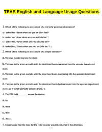 TEAS English and Language Usage Practice Questions