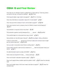 OSHA 10 and Final Review: Questions and Answers