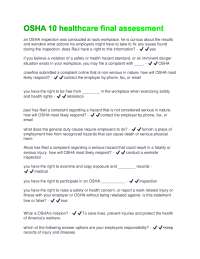 OSHA 10 healthcare final assessment Questions and Answers Fully Solved 100%