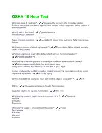 OSHA 10 Hour Test: Questions and Answers