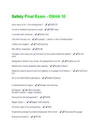 OSHA 10 Safety Final Exam: Questions and Answers