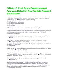 OSHA-10 Final Exam Questions and Answers: A Comprehensive Guide to Workplace Safety