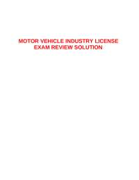 Motor Vehicle Industry License Exam Review Solutions