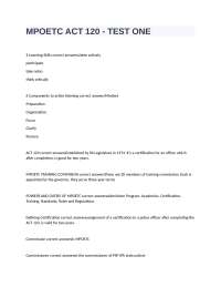MPOETC ACT 120 - Test One: Learning Skills, Active Listening, and Police Ethics