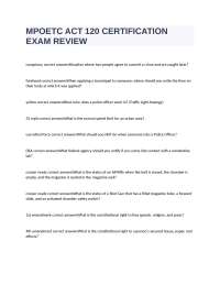 MPOETC ACT 120 Certification Exam Review: Questions and Answers