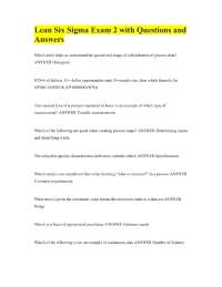 Lean Six Sigma Exam 2 with Questions and Answers