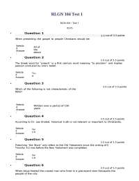 RLGN 104 Test 1: Multiple Choice Questions and Answers