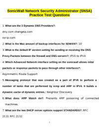 SonicWall Network Security Administrator (SNSA) Practice Test Questions