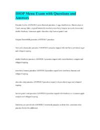 IHOP Menu Exam with Questions and Answers