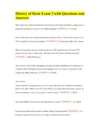 History of Rock Exam 3 with Questions and Answers