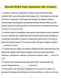 General BCBA Exam Questions with Answers