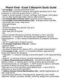 Pharm Final - Exam 2 Blueprint Study Guide: Endocrine Disorders
