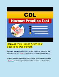 Hazmat Tech Florida State Test: Questions and Answers
