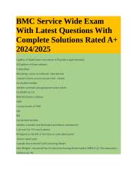 BMC Service Wide Exam With Latest Questions With Complete Solutions Rated A+ 2024/2025