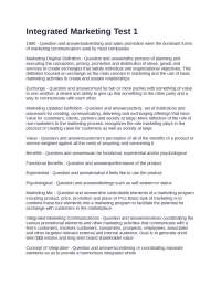 Integrated Marketing Test 1 Exam Questions and Answers