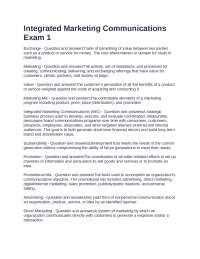 Integrated Marketing Communications Exam 1 Questions and Correct Answers