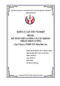 KẾ TOÁN TIỀN LƯƠNG VÀ CÁC KHOẢN TRÍCH THEO LƯƠNG