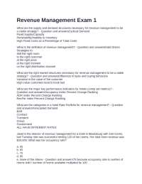 Revenue Management Exam 1: Questions and Answers