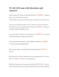 NCAR 2.0 Exam with Questions and Answers