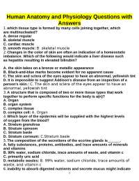 Human Anatomy and Physiology Multiple Choice Questions with Answers