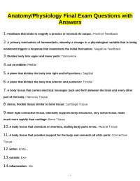 Anatomy and Physiology Final Exam Questions with Answers