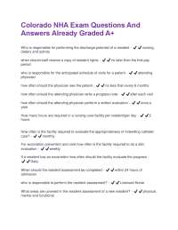 Colorado NHA Exam Questions and Answers