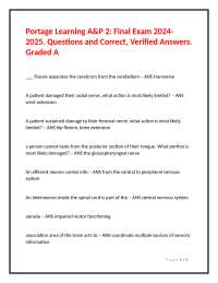 Portage Learning A&P 2: Final Exam 2024-2025. Questions and Correct, Verified Answers.