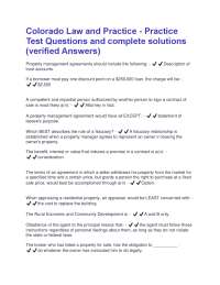 Colorado Real Estate Practice Test Questions and Answers
