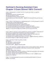 Hartman's Nursing Assistant Care: Chapter 3 Exam Solved