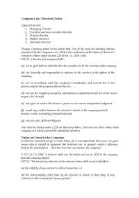 Directors' Duties in Company Law: A Comprehensive Overview
