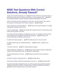 WISE Test Questions With Correct Solutions, Already Passed!!