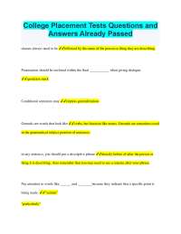 College Placement Tests: Grammar and Math Exercises with Explanations