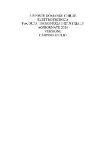 Risposte domande chiuse elettrotecnica aggiornate 2024 uniecampus prof. Carpino Giulio