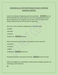 NURSING BS 231 PATHOPHYSIOLOGY EXAM 3 PORTAGE LEARNING VERIFIED..