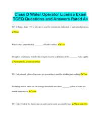 Class D Water Operator License Exam: TCEQ Questions and Answers